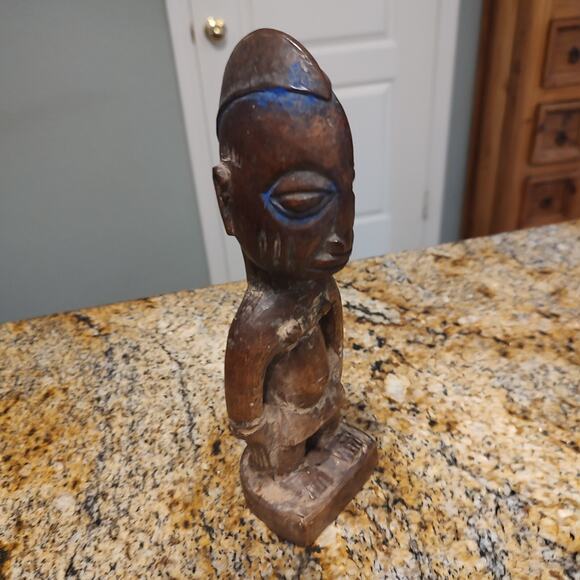 African Ibeji Yoruba Carved Wooden Figure Tribal Statue Sculpture 9" Tall Brown - Picture 3 of 11